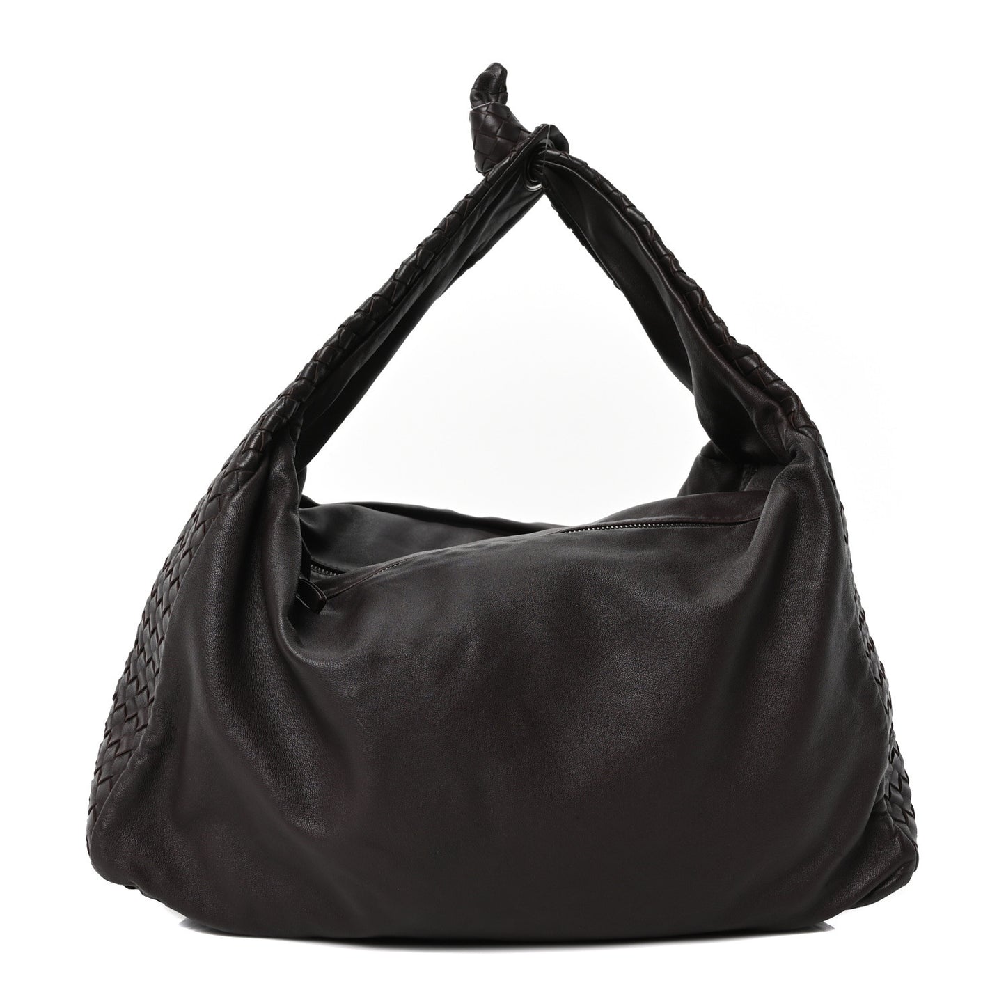 Nappa Intrecciato Double Zip Large Hobo Ebano