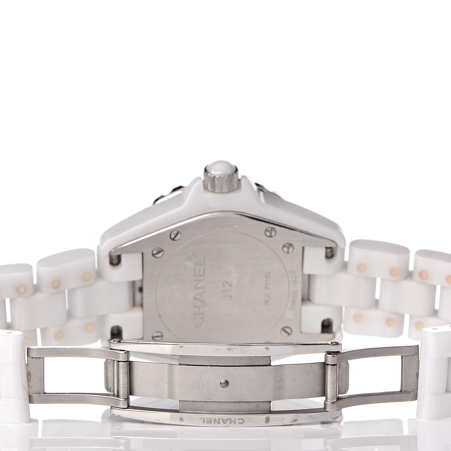 Chanel Stainless Steel Ceramic Diamond 33mm J12 Quartz Watch White 5 of 6