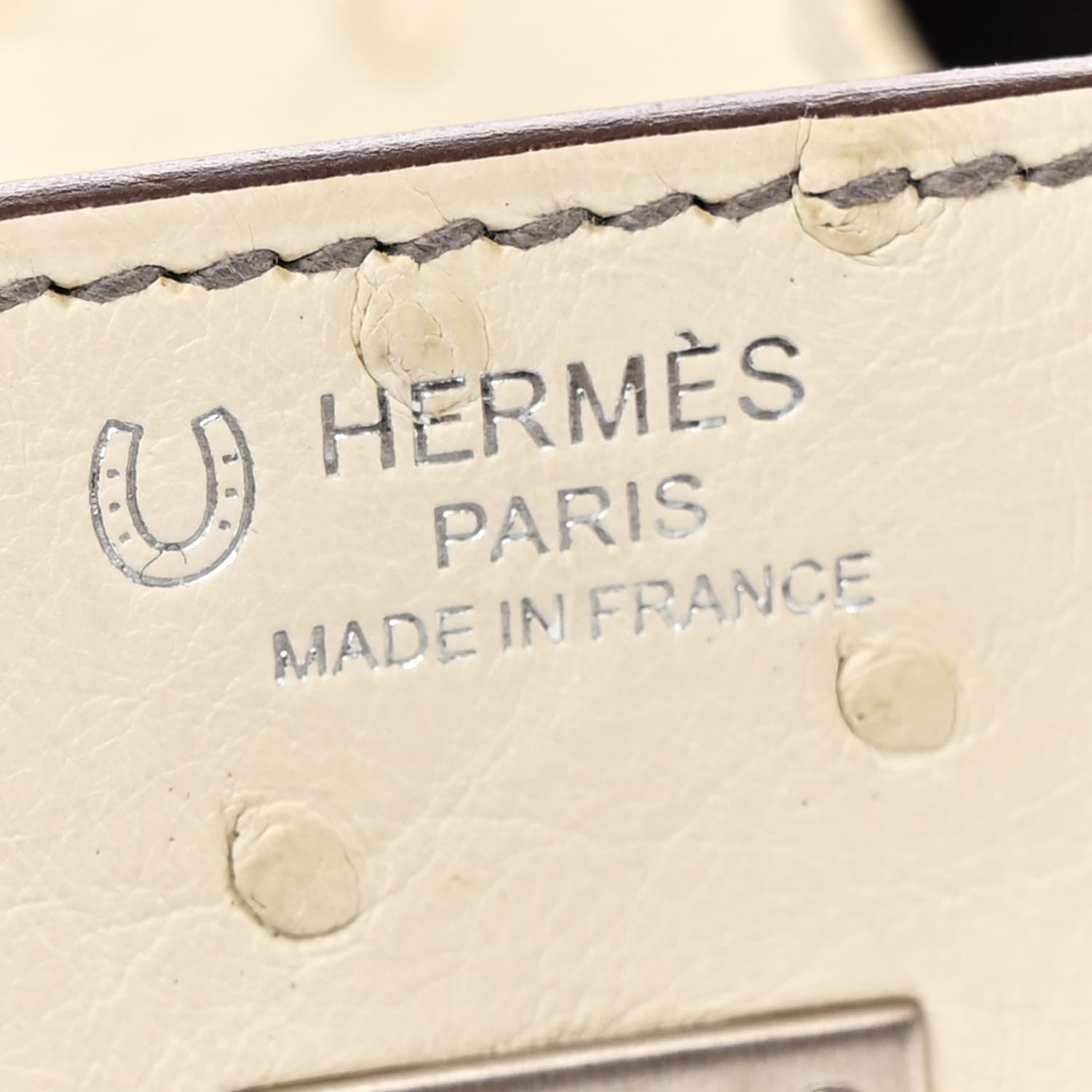 Hermes Ostrich Horseshoe Birkin 25 Beton Gris Asphalte 6 of 12