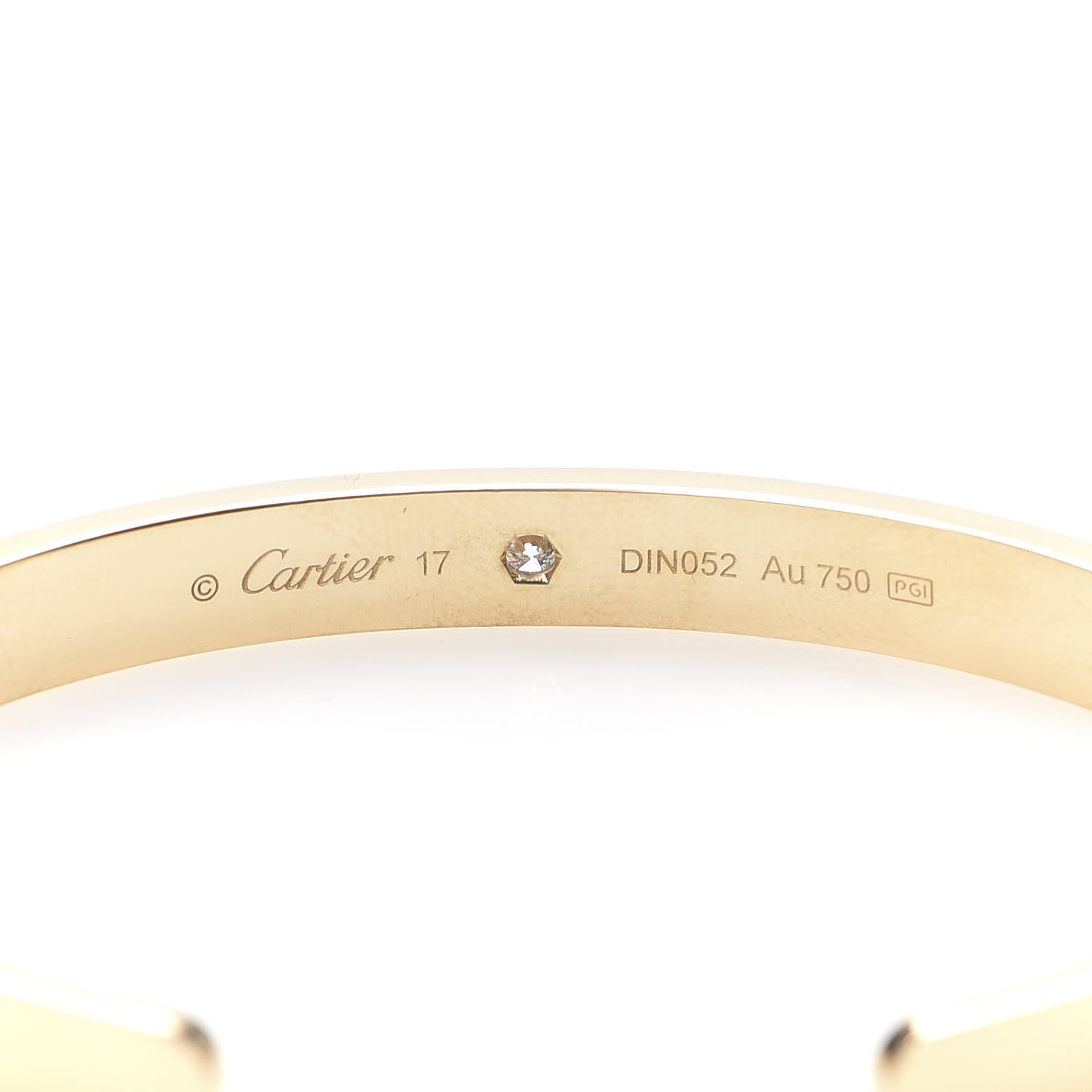 Cartier 18K Yellow Gold 1 Diamond LOVE Cuff Bracelet 17 4 of 7