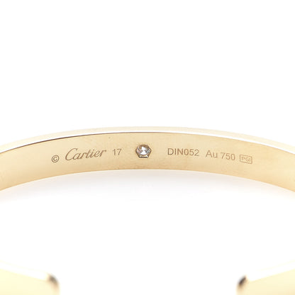 Cartier 18K Yellow Gold 1 Diamond LOVE Cuff Bracelet 17 4 of 7