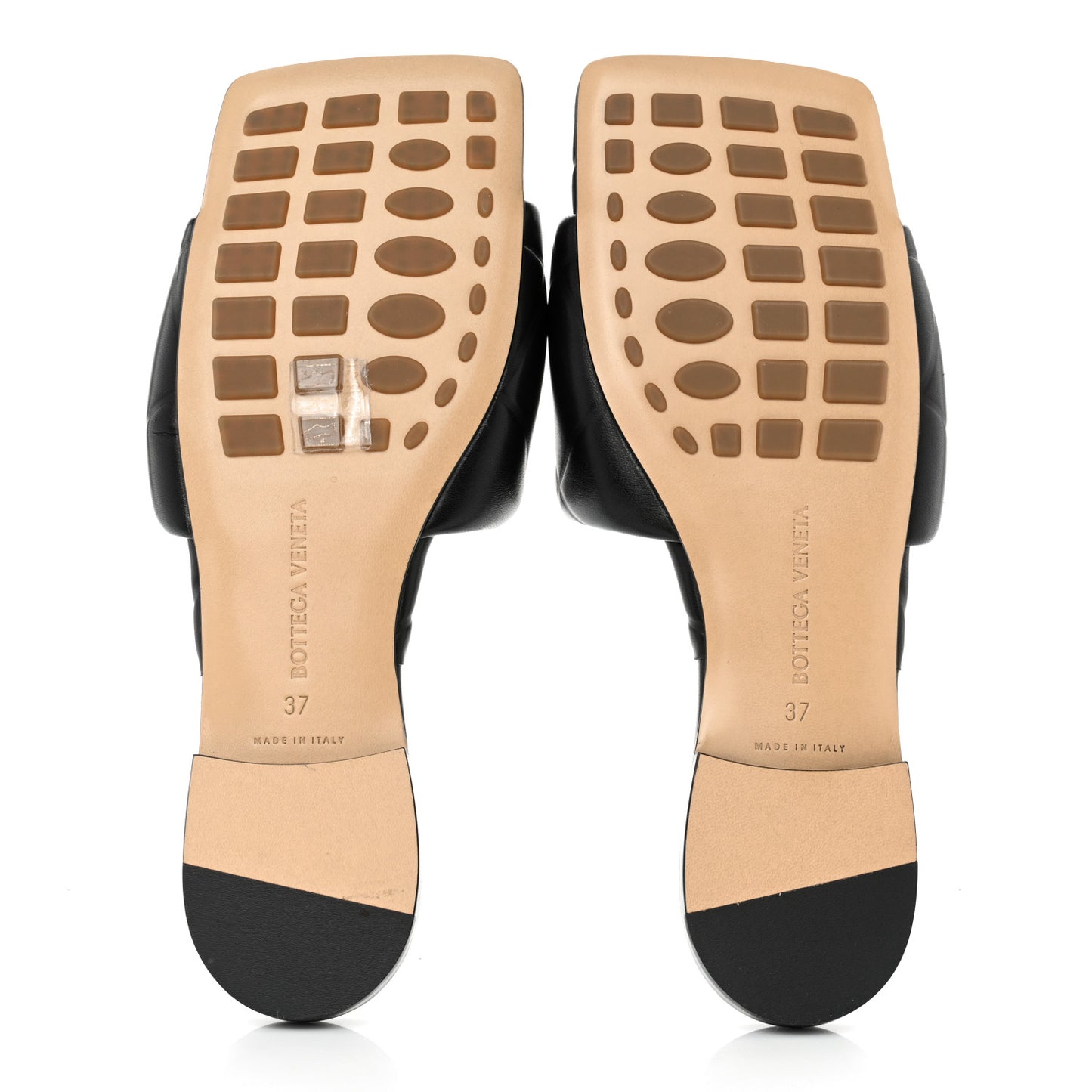 Nappa Quilted Rubber Lido Flat Sandals 37 Black