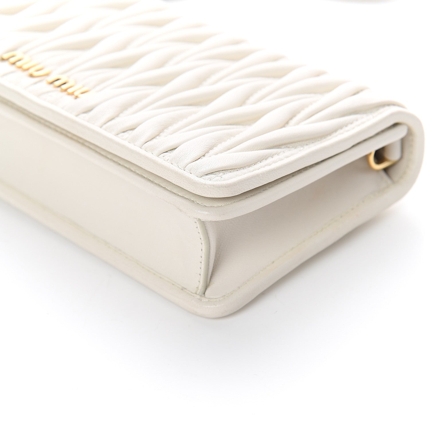 Miu Miu Nappa Matelasse Chain Crossbody Bag White 7 of 7