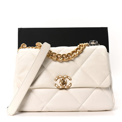 Chanel Lambskin Quilted Large Chanel 19 Flap White 11 of 11