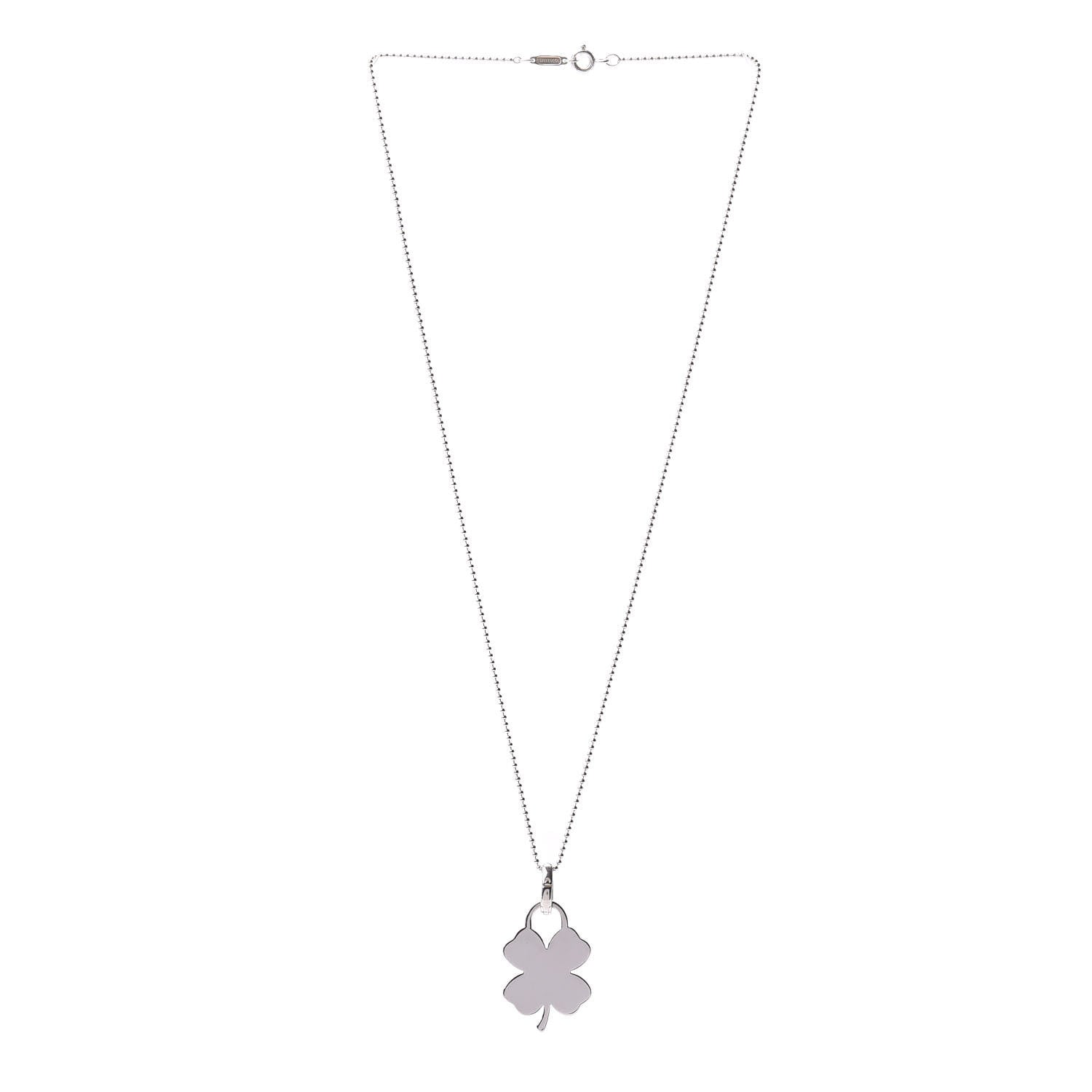 Tiffany Sterling Silver Four Heart Clover Pendant Necklace 3 of 4