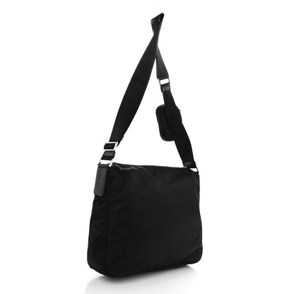 Prada Re-Nylon Vela Saffiano Pocket Double Zip Messenger Bag Black 3 of 9