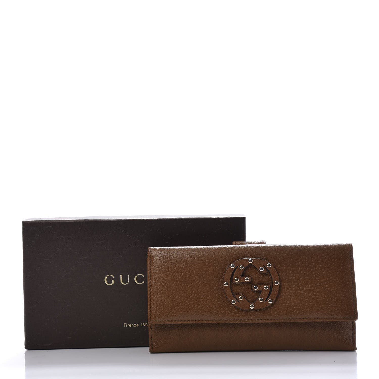 Gucci Calfskin Studded Soho Continental Wallet Brown 9 of 9