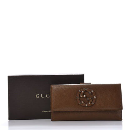 Gucci Calfskin Studded Soho Continental Wallet Brown 9 of 9