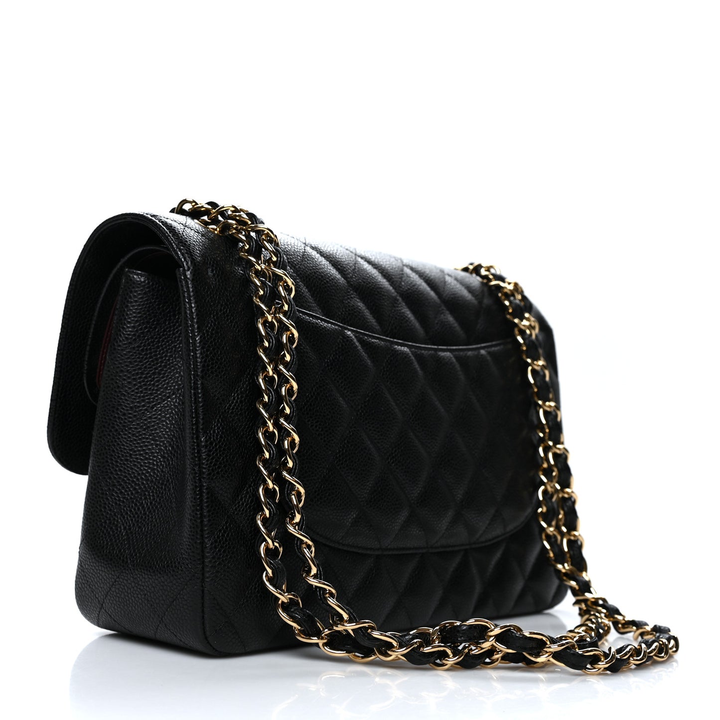 Caviar Quilted Jumbo Double Flap Black