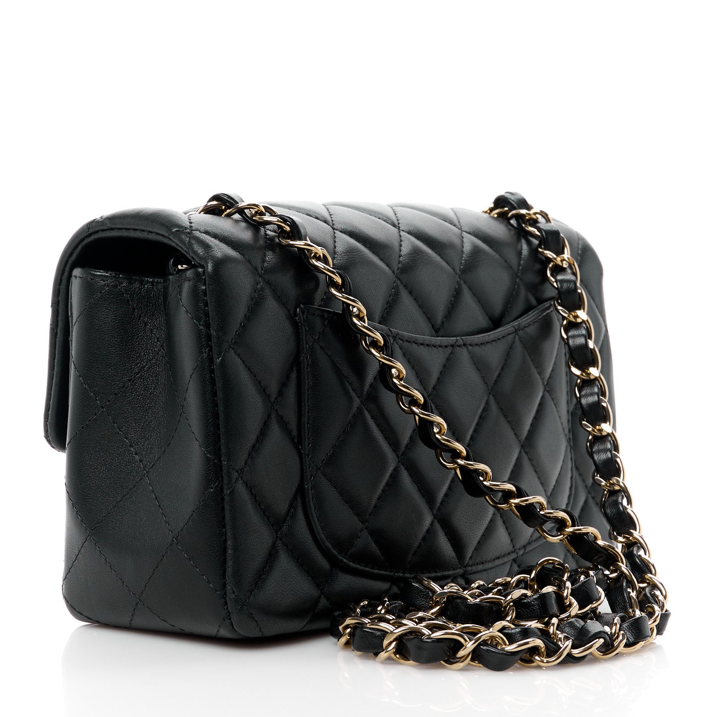 Lambskin Quilted Mini Rectangular Flap Black
