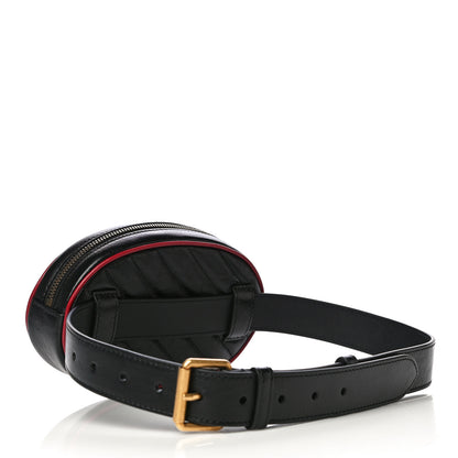 Gucci Azalea Calfskin Matelasse Diagonal Torchon GG Marmont Belt Bag 75 30 Black Romantic Cerise 3 of 10