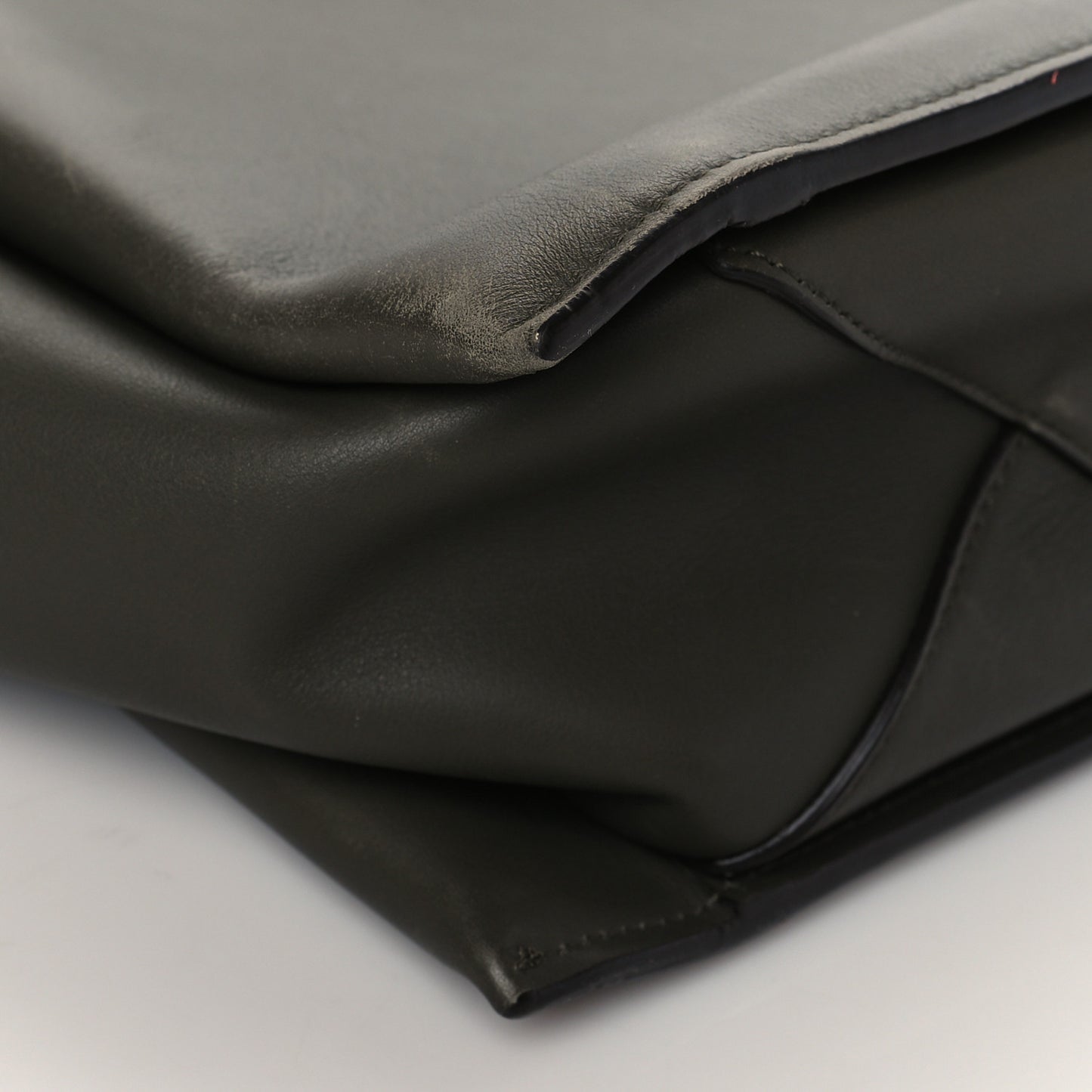 Calfskin Medium Tri-Fold Shoulder Bag Dark Green