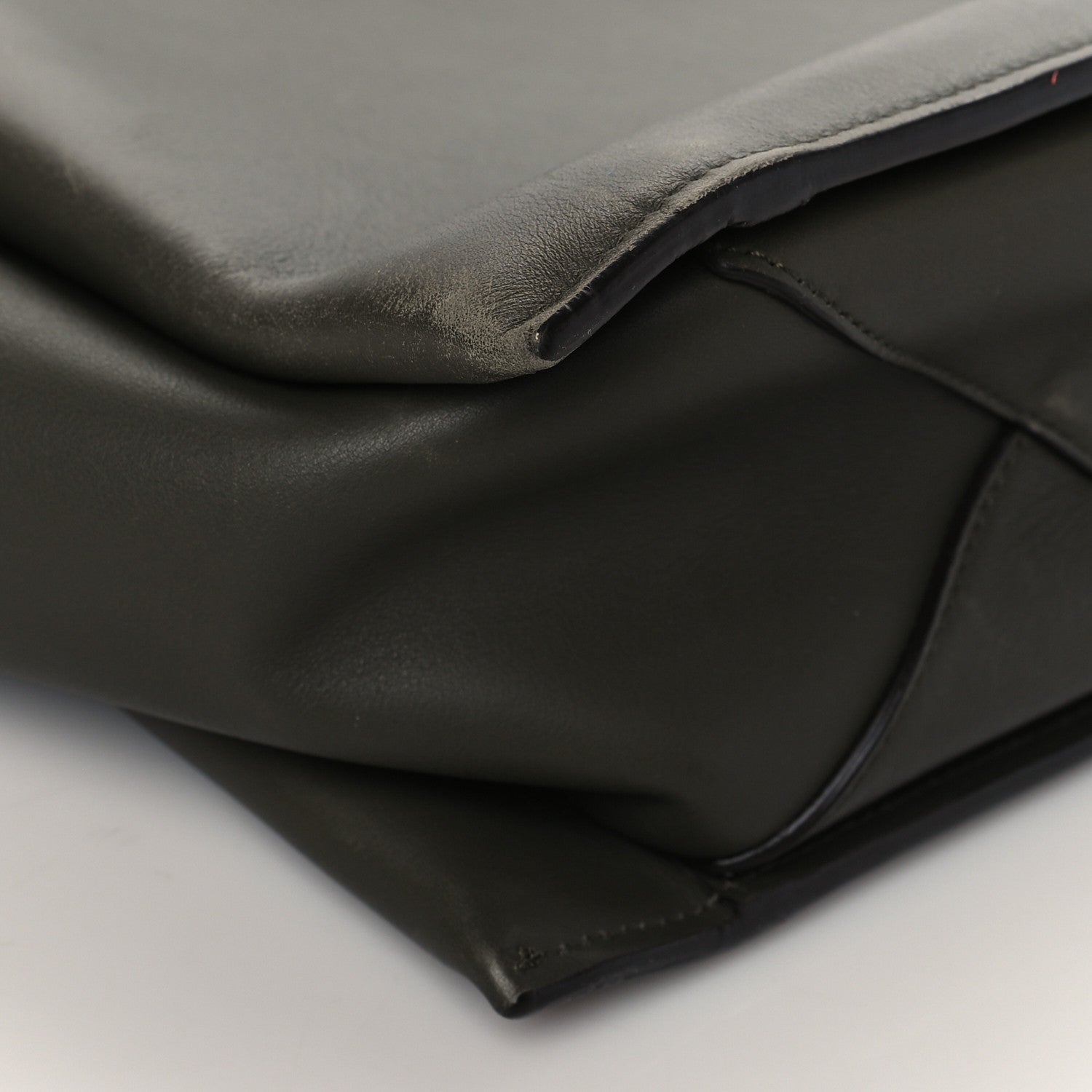 Celine Calfskin Medium Tri-Fold Shoulder Bag Dark Green 8 of 9
