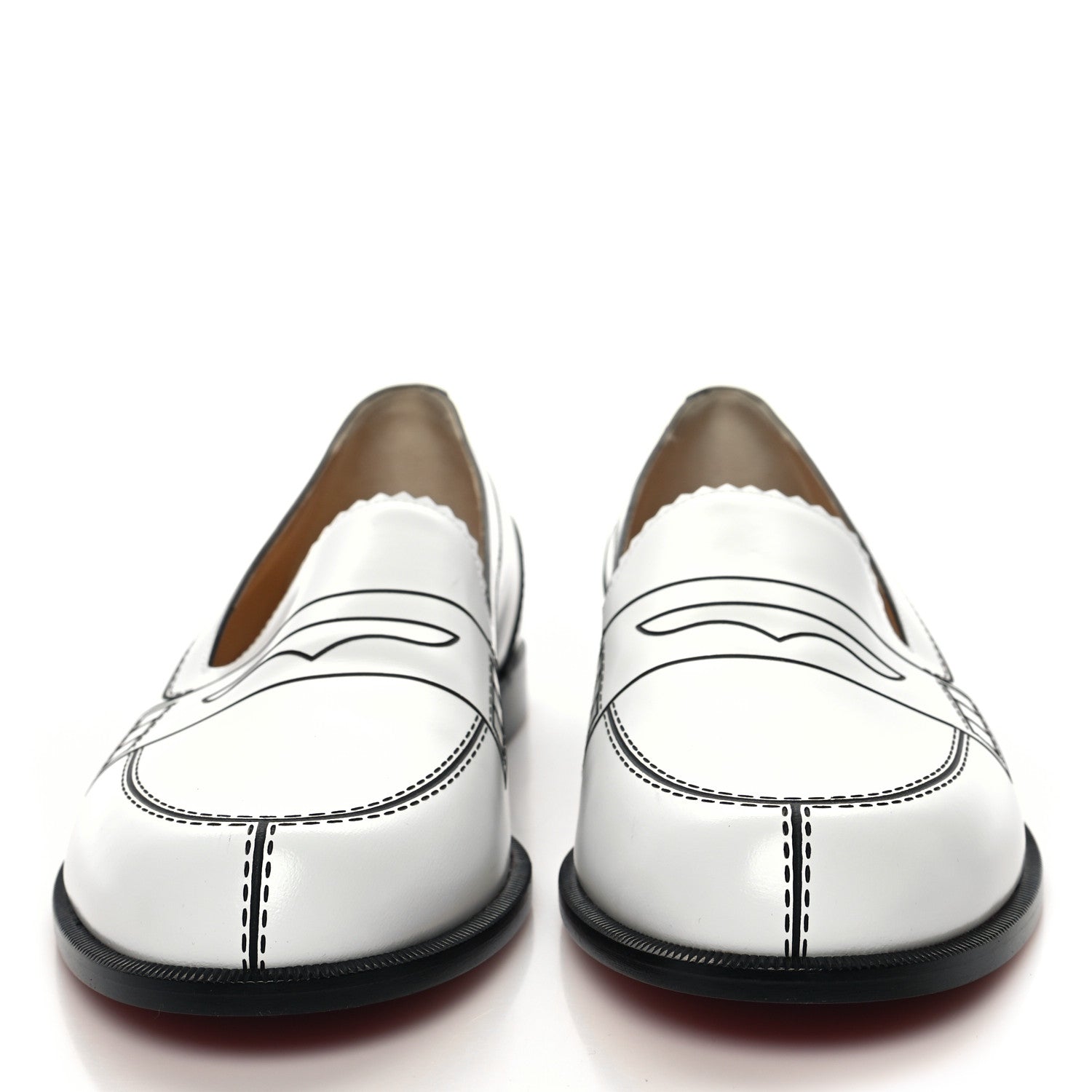 Christian Louboutin Calfskin Women Mocalaureat Trompl L'oeil Loafers 38 White 2 of 7