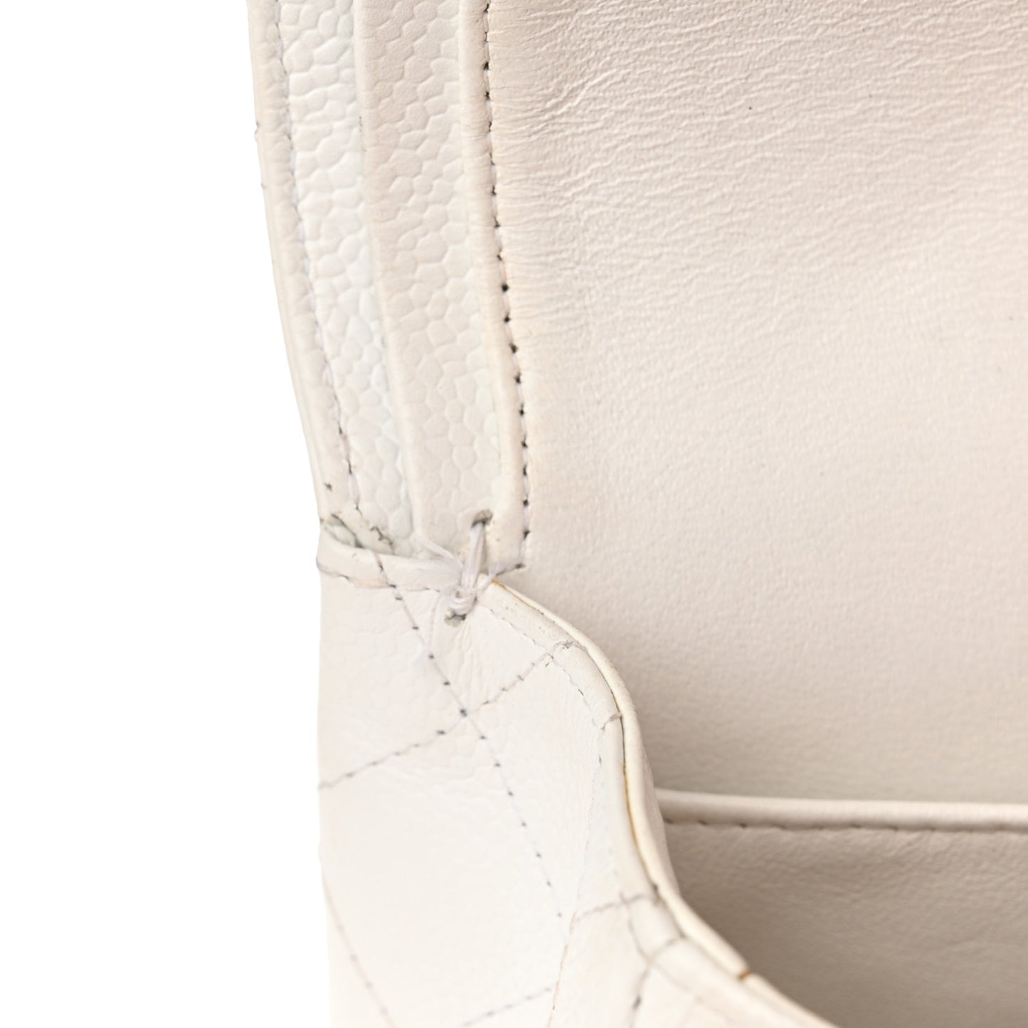 Caviar Quilted Medium Double Flap Bijoux Chain White