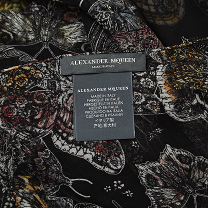 Alexander McQueen Silk Chiffon Wildflower Flight Scarf Black 3 of 4