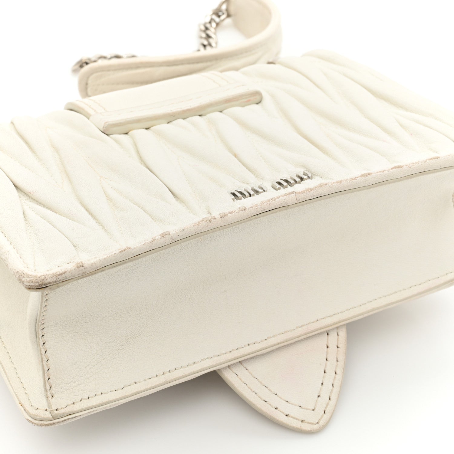 Miu Miu Nappa Matelasse Crystal Embellished Lady Shoulder Bag White 16 of 19