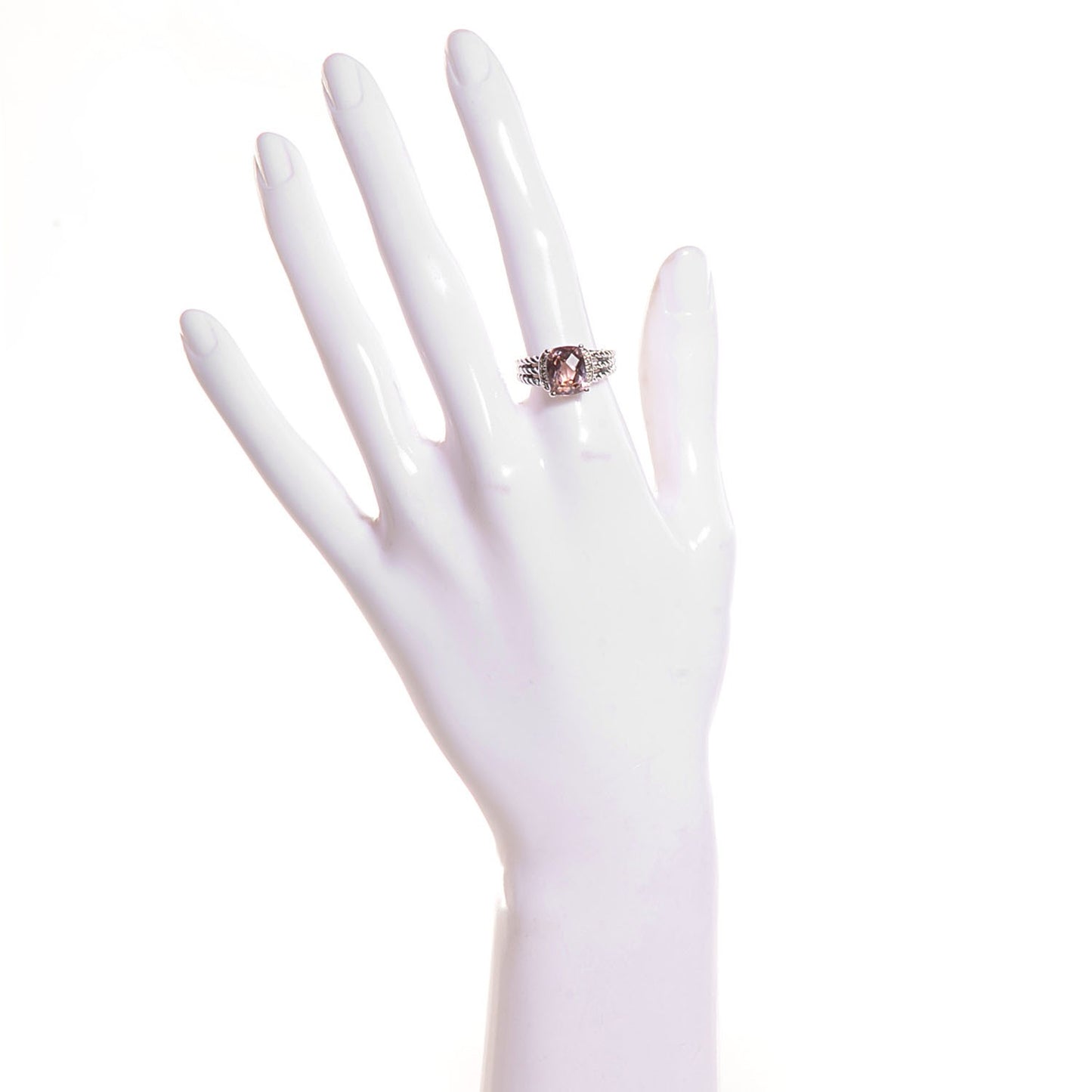 Sterling Silver Diamond Morganite 10mm Petite Wheaton Ring 54 7
