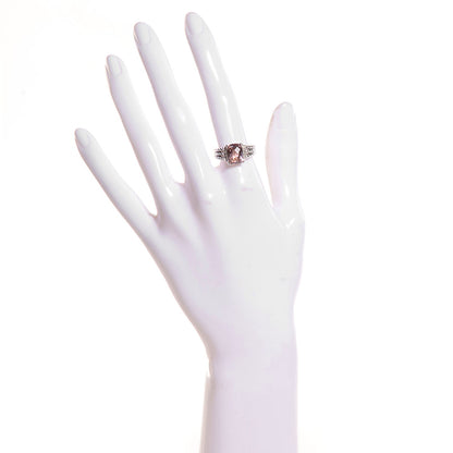 David Yurman Sterling Silver Diamond Morganite 10mm Petite Wheaton Ring 54 7 2 of 6