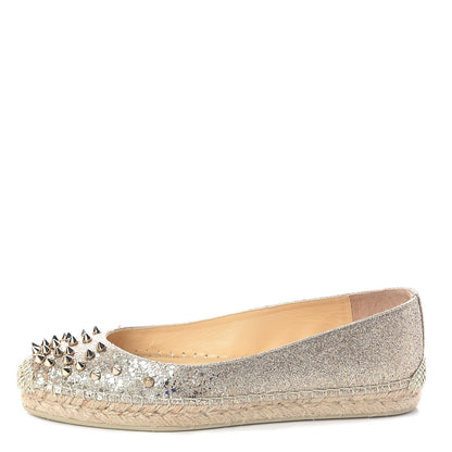 Christian Louboutin Glitter Aliochette Espadrilles 36 Platine Light Gold 1 of 7