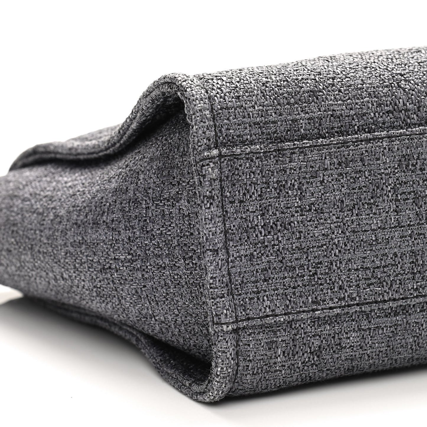Woven Straw Raffia Small Deauville Tote Charcoal