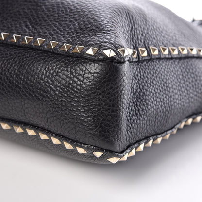 Valentino Garavani Pebbled Calfskin Large Rockstud Flip-Lock Messenger Bag Black 6 of 13