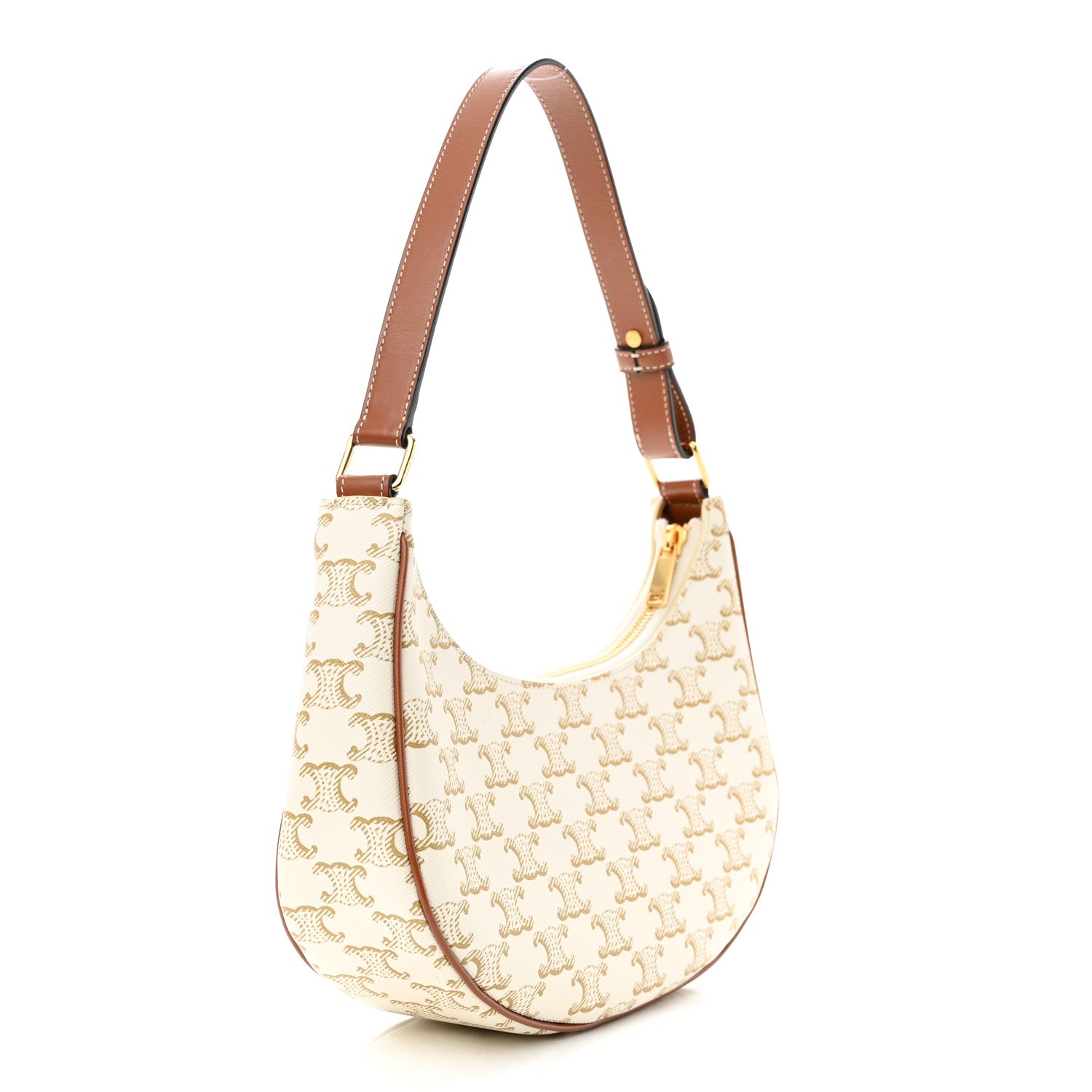 Celine Canvas Calfskin Ava Triomphe Shoulder Bag White 3 of 10