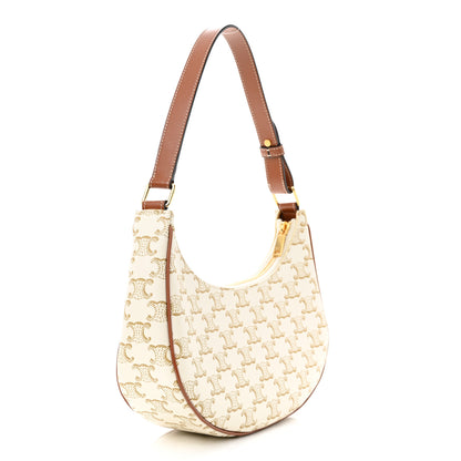 Celine Canvas Calfskin Ava Triomphe Shoulder Bag White 3 of 10