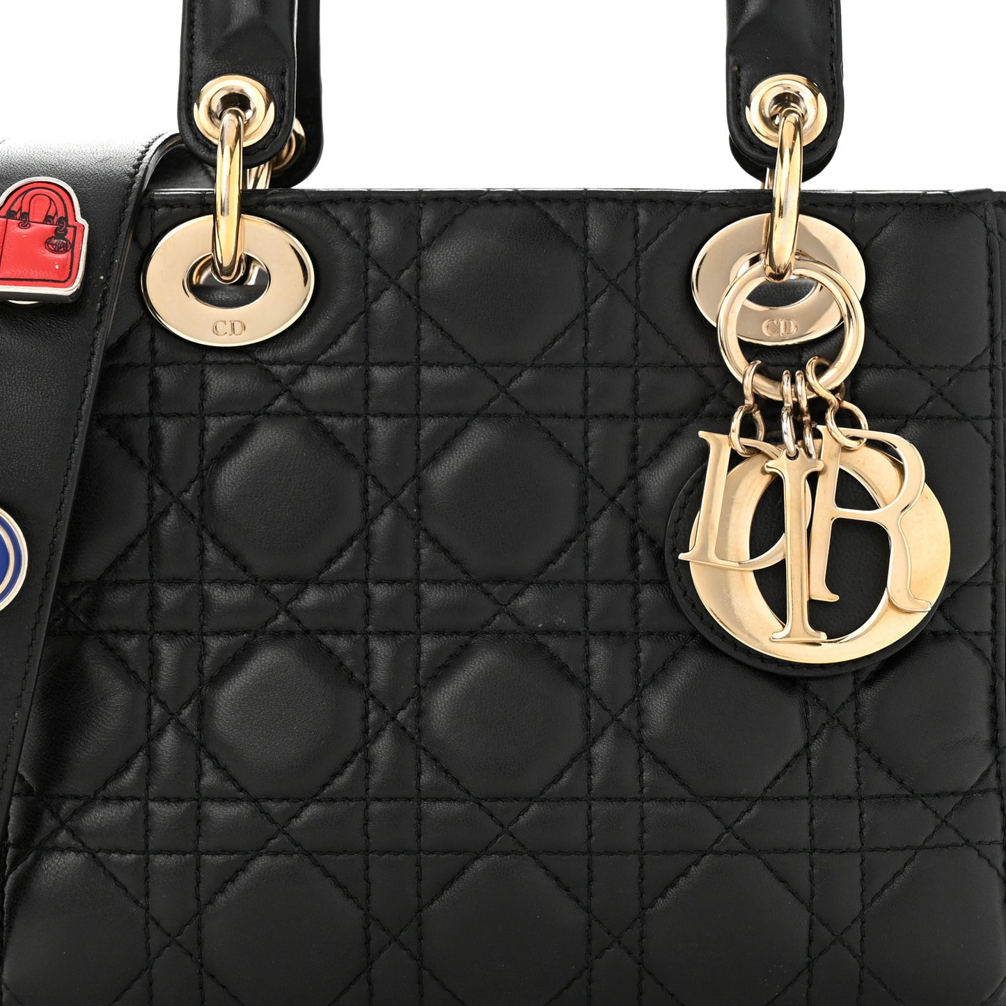 Lambskin Cannage Small Lucky Badges My Lady Dior Black