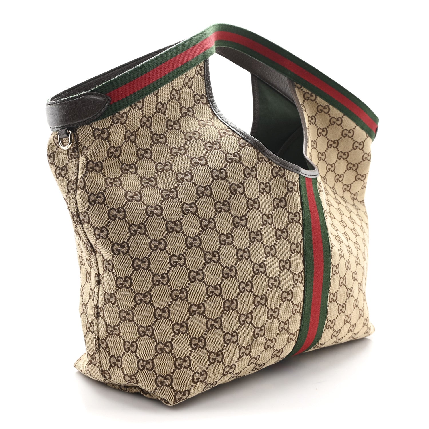 Gucci GG Monogram Web Large Giglio Tote Beige Brown 4 of 12