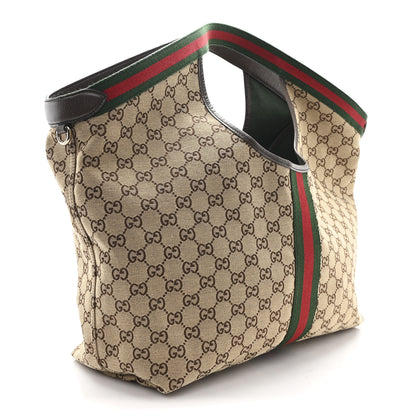 Gucci GG Monogram Web Large Giglio Tote Beige Brown 4 of 12
