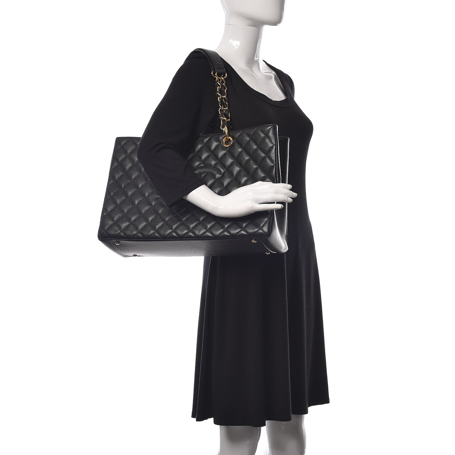 Caviar Quilted XL Grand Shopping Tote GST Black