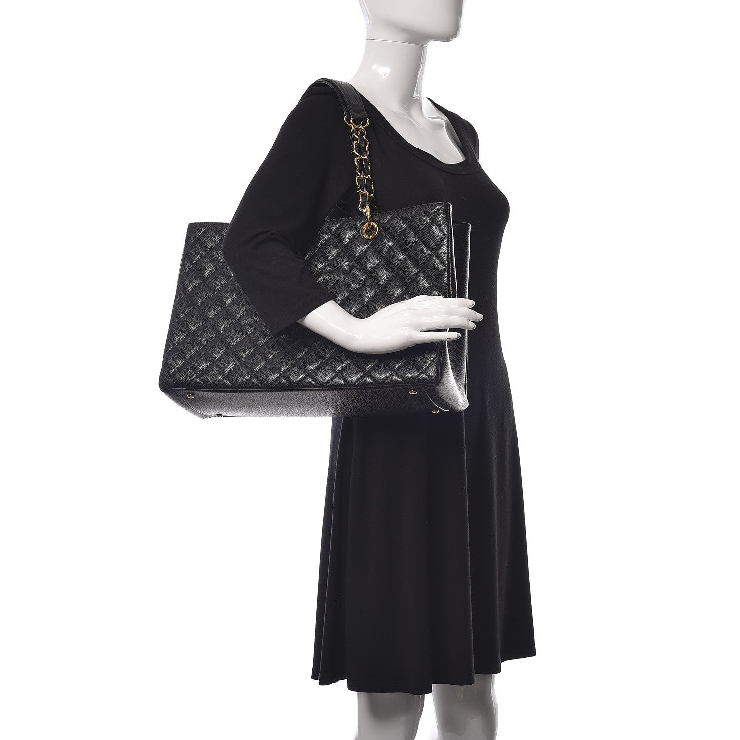 Chanel Caviar Quilted XL Grand Shopping Tote GST Black 2 of 13