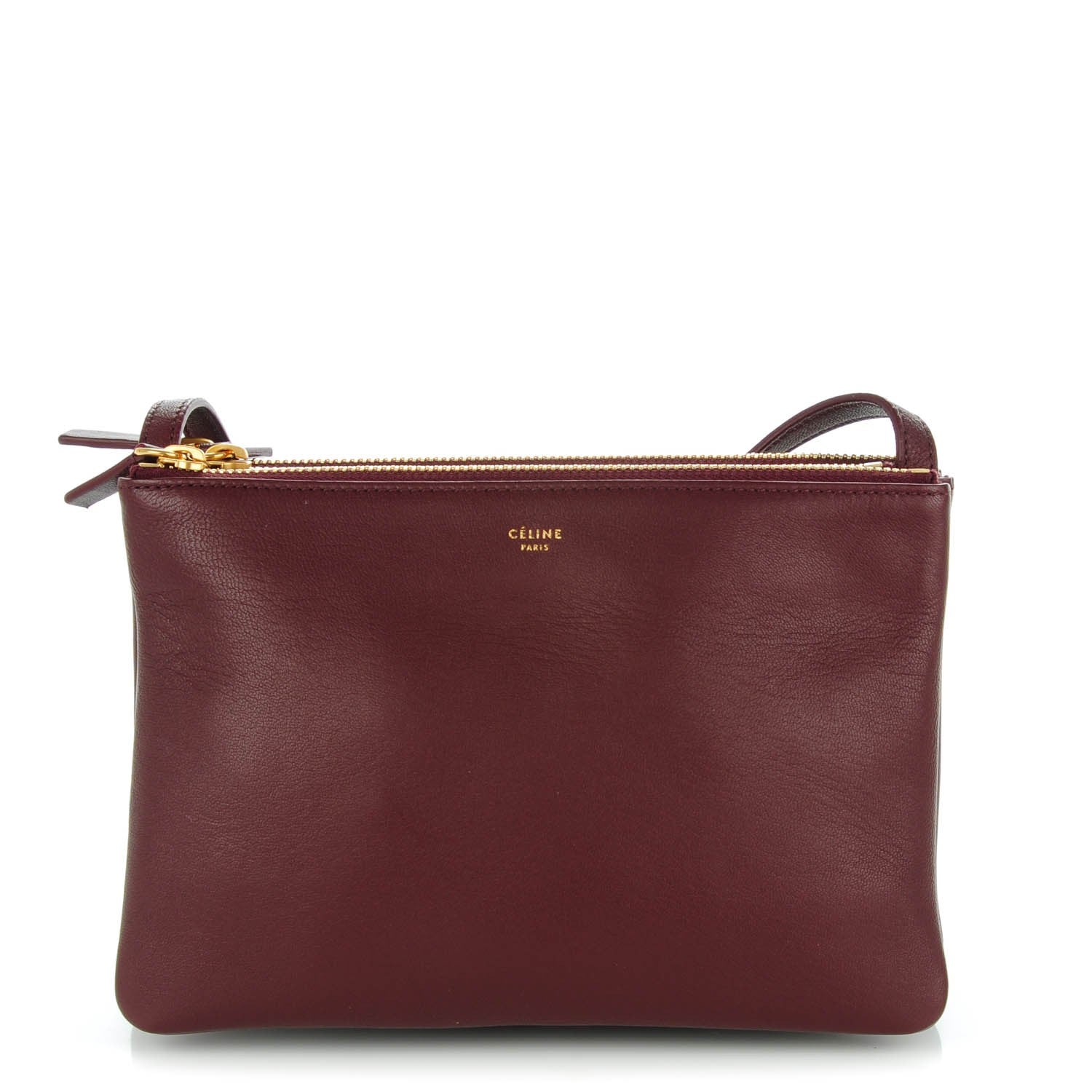 Celine Smooth Lambskin Small Trio Crossbody Bag Burgundy 1 of 9
