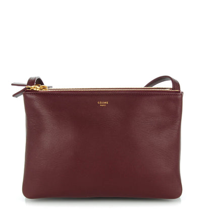 Celine Smooth Lambskin Small Trio Crossbody Bag Burgundy 1 of 9