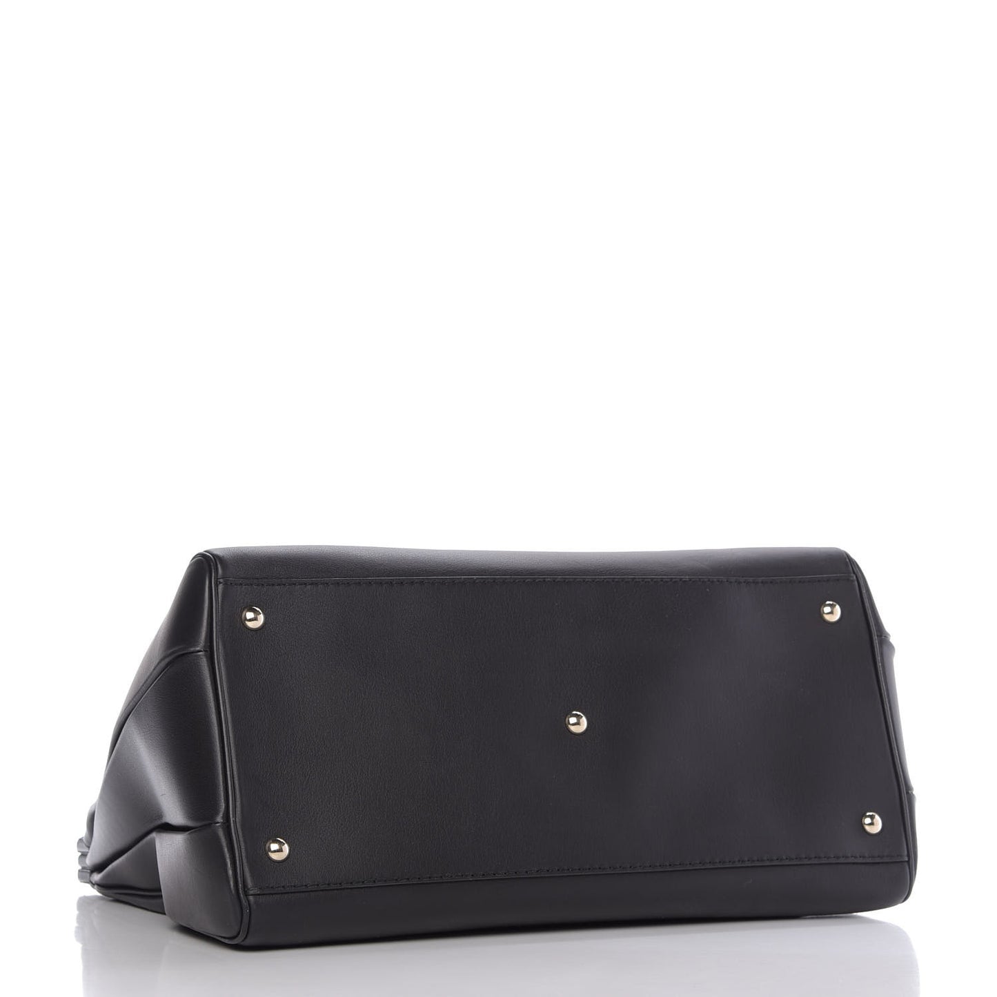 Calfskin Bold Bamboo Medium Top Handle Bag Black