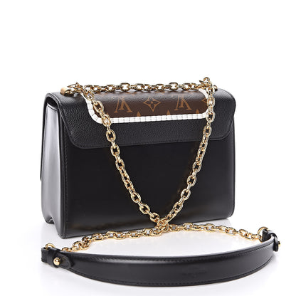 Louis Vuitton Calfskin Monogram Braided Twist Shoulder Bag MM Black 3 of 11