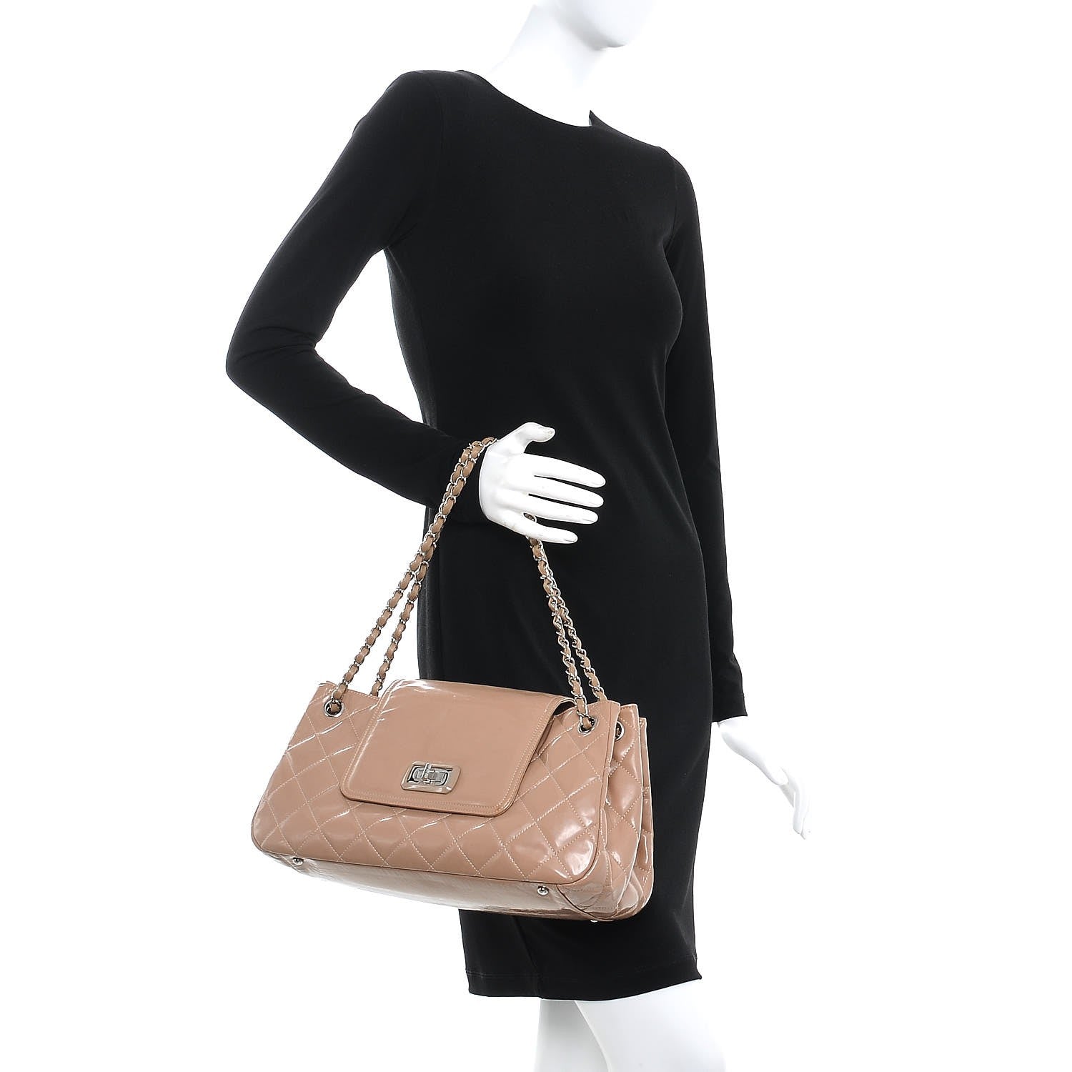 Chanel Patent Quilted Accordion Mademoiselle Flap Beige 2 of 10
