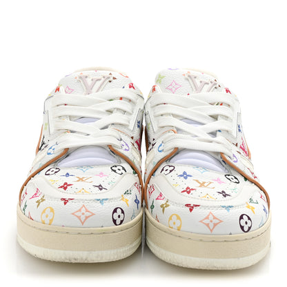Louis Vuitton LV X TM Calfskin Monogram Multicolor Womens LV Trainer Sneakers 38 White 3 of 9