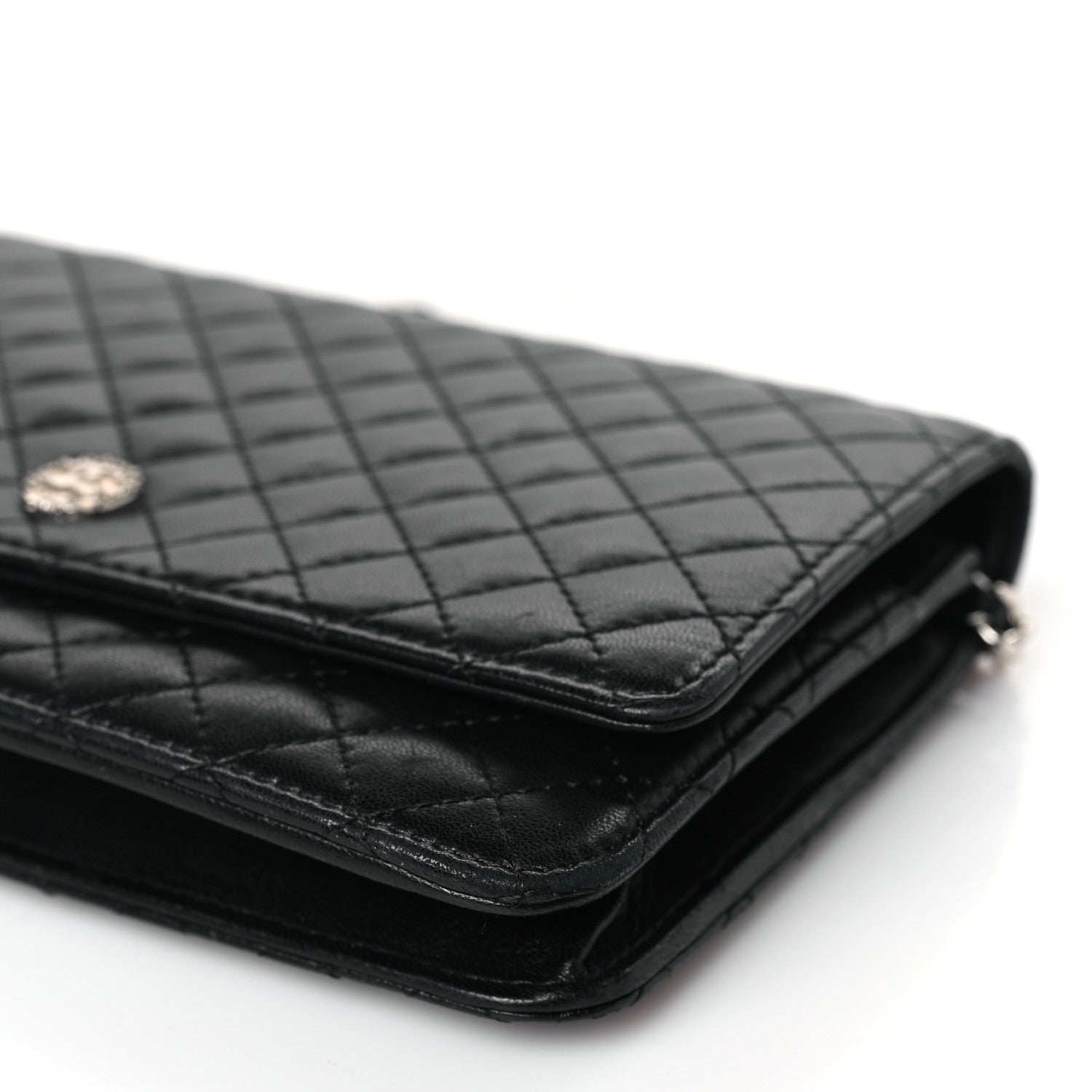 Chanel Lambskin Micro Quilted Wallet On Chain WOC Black 10 of 11