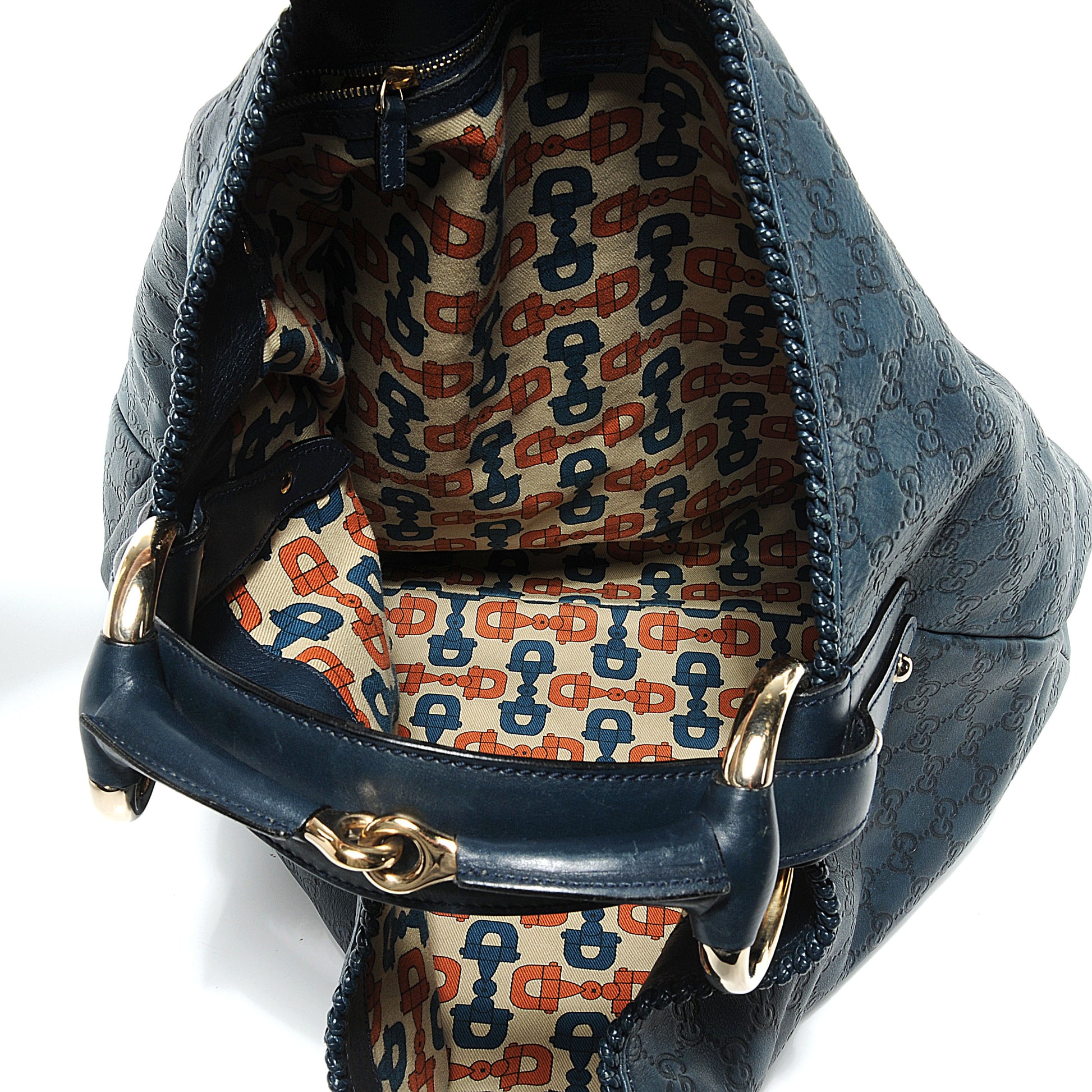 Gucci Guccissima Large Horsebit Chain Hobo Blue 8 of 8