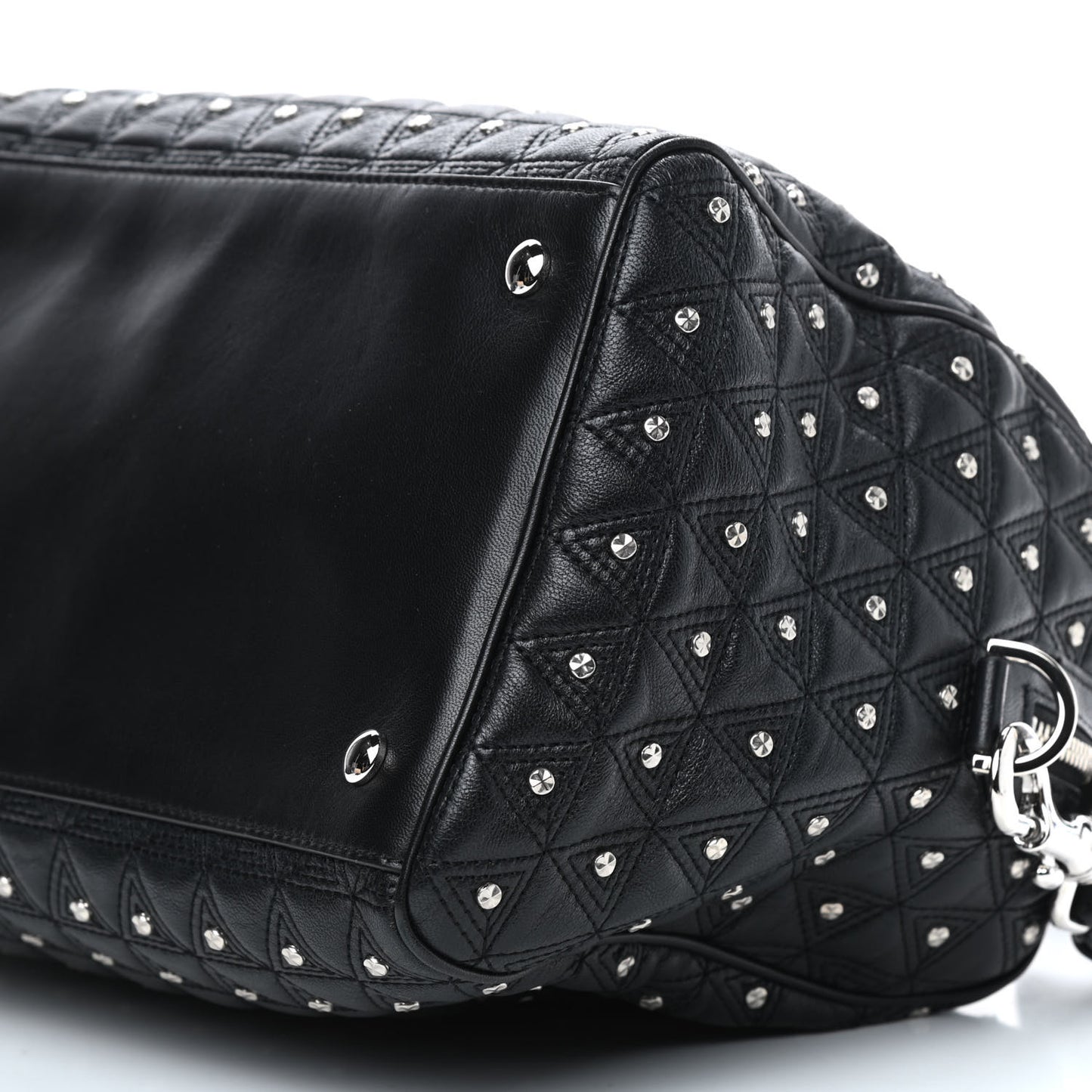 Nappa Trapuntata Triangle Quilted Studded Duffle Black