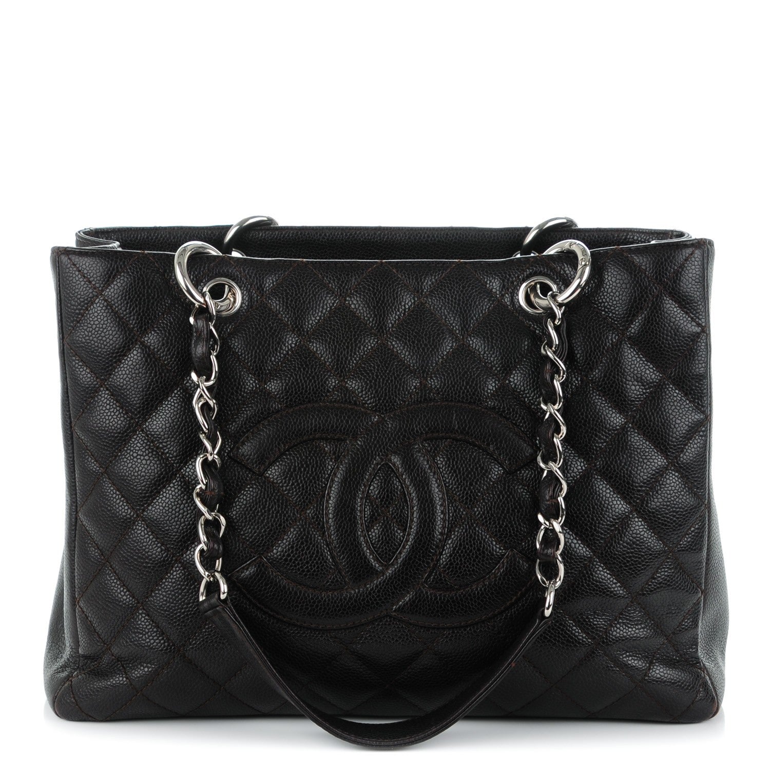 Chanel Caviar Quilted Grand Shopping Tote GST Dark Brown 1 of 7