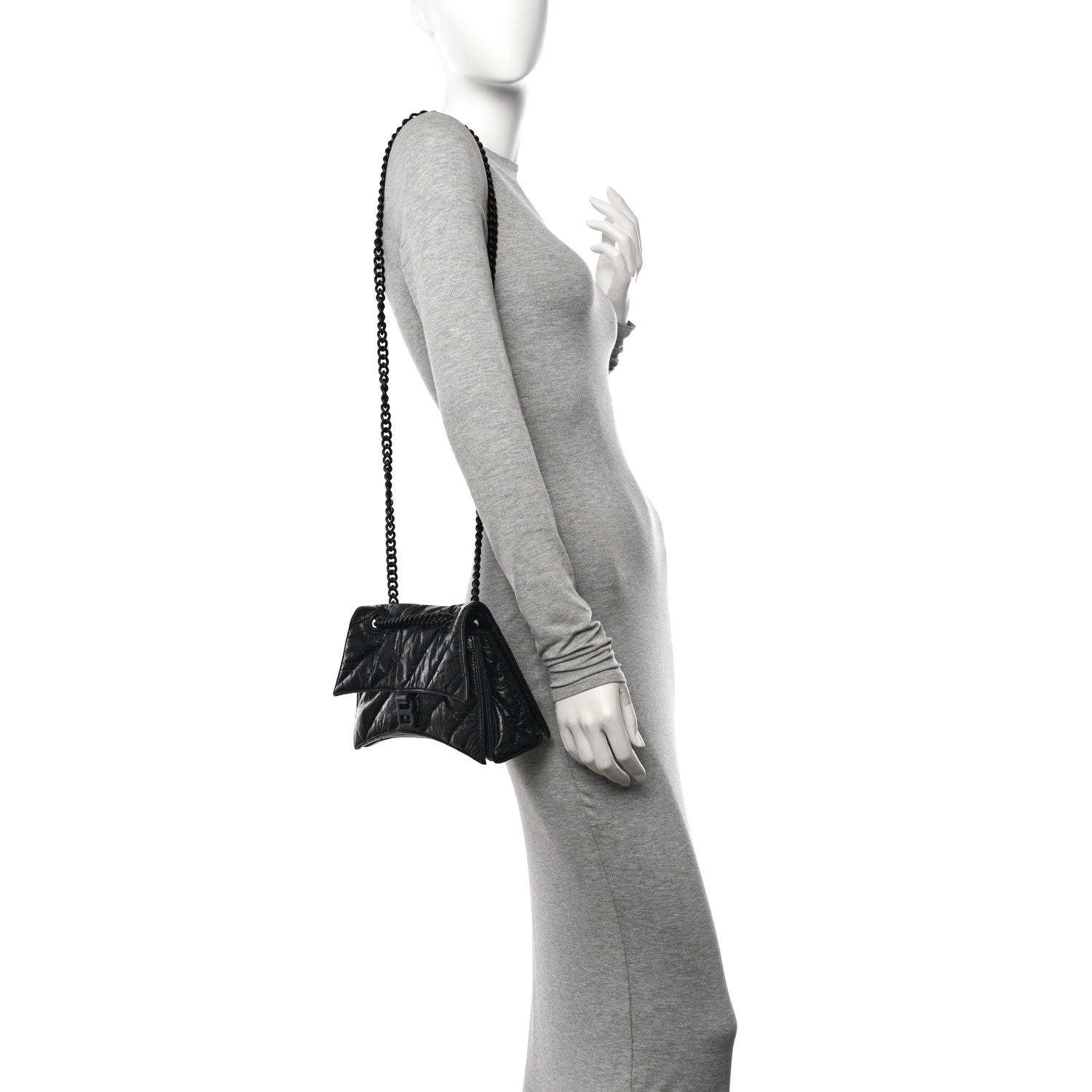 Balenciaga Crushed Calfskin Quilted Matte Black Hardware Small Crush Chain Bag Black 2 of 12