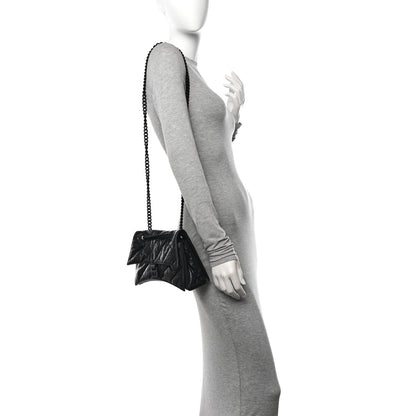 Balenciaga Crushed Calfskin Quilted Matte Black Hardware Small Crush Chain Bag Black 2 of 12