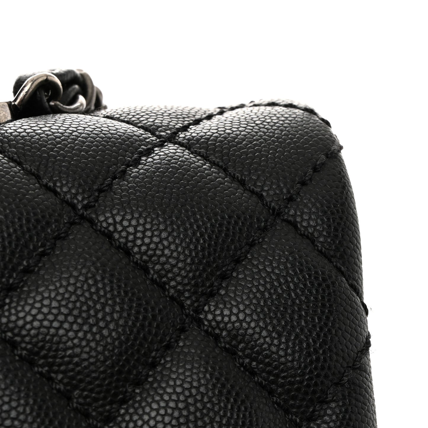 Caviar Lizard Quilted Large Coco Handle Flap Black