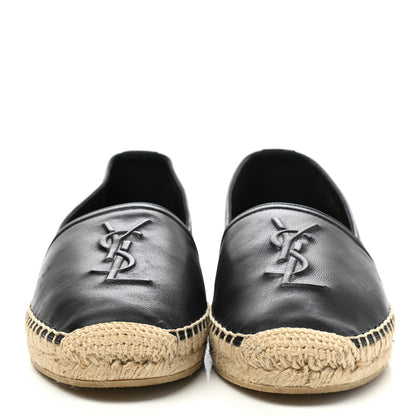 Saint Laurent Lambskin Monogram Espadrilles 38.5 Black 2 of 9