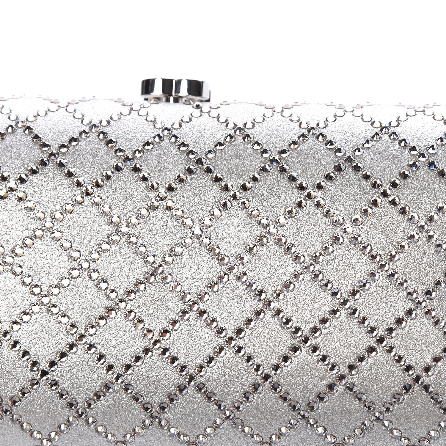 Chanel Iridescent Lambskin Crystal Quilted Clutch Silver 10 of 11