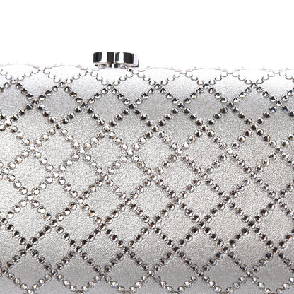 Chanel Iridescent Lambskin Crystal Quilted Clutch Silver 10 of 11