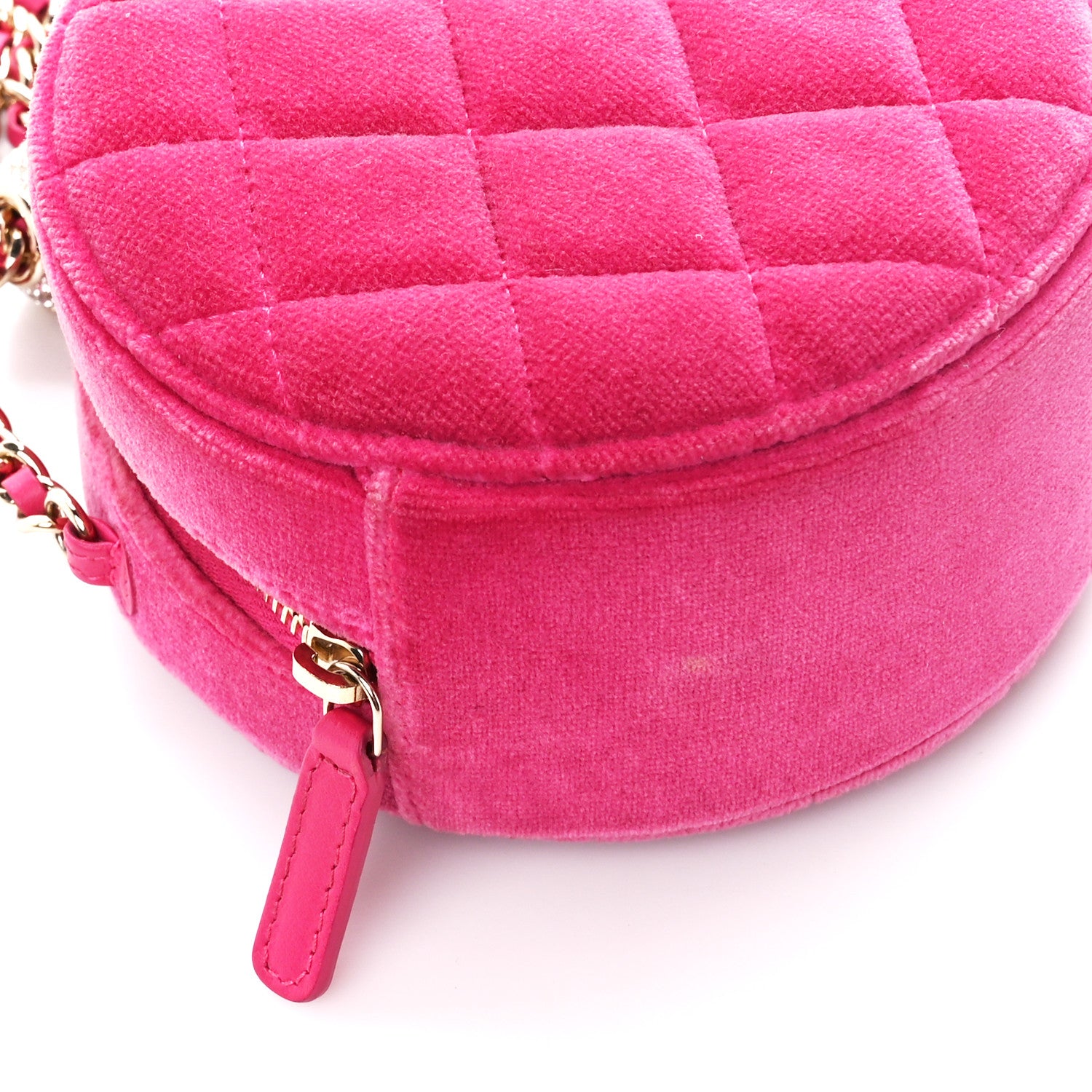 Chanel Velvet Round Quilted Pearl Crush Clutch With Chain 9 of 11